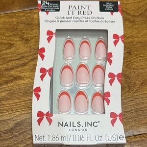 NWT Nails Inc London Red Tip Press On Nails